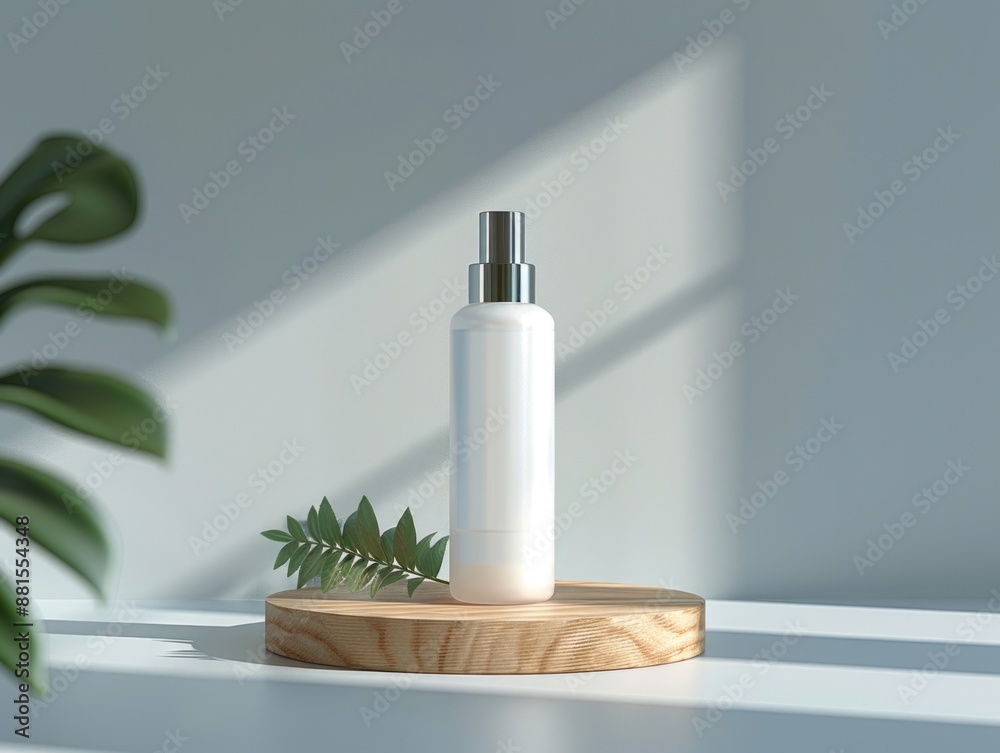 Minimalist Skincare Elixir Bottle on Wooden Stand with Bright Natural Light - Modern Beauty Photography Concept Minimalist Skincare Elixir Bottle on Wooden Stand with Bright Natural Light - Modern Beauty Photography Concept