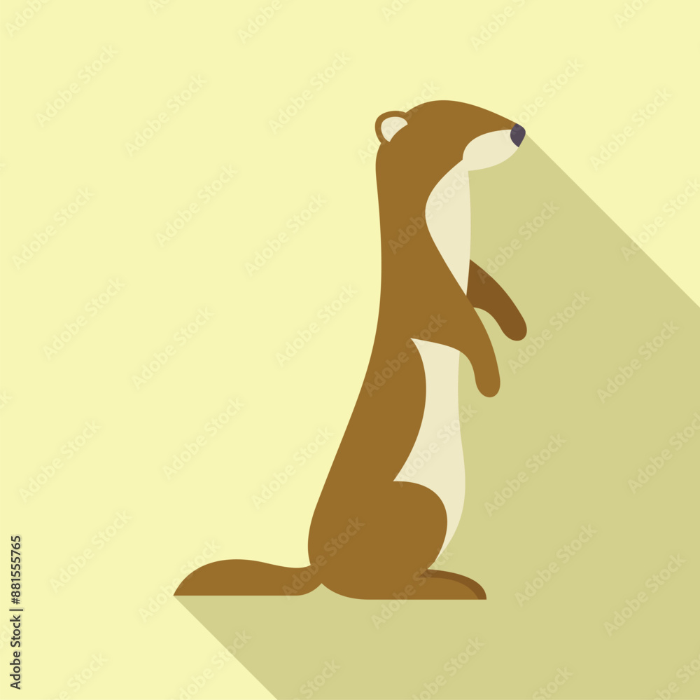 Obraz premium Brown weasel standing on two legs, minimalist vector illustration