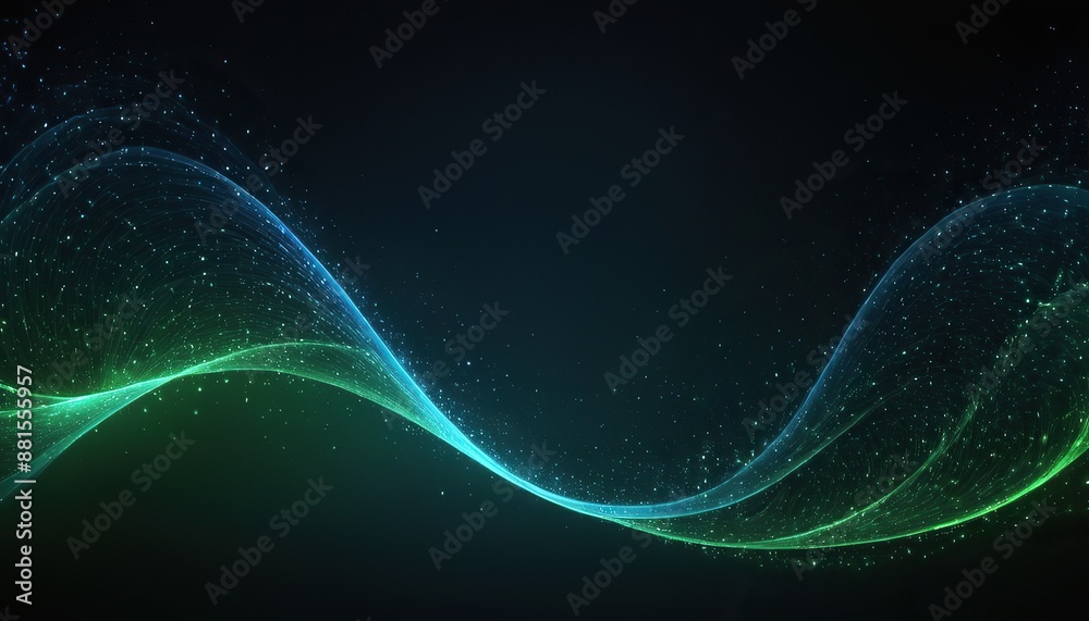 Digital blue and green particles wave and light abstract background with shining dots stars 156 Digital blue and green particles wave and light abstract background with shining dots stars 156