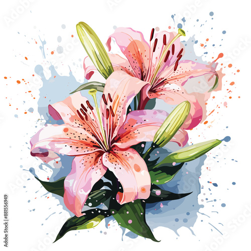 Lily floral watercolor vector