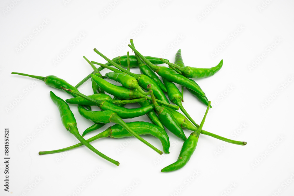 Green cayenne peppers in clusters. isolated on white background. Green cayenne peppers in clusters. isolated on white background.