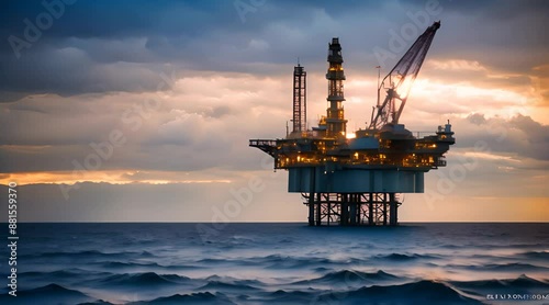Sea industrial technology oil rig middle of the sea