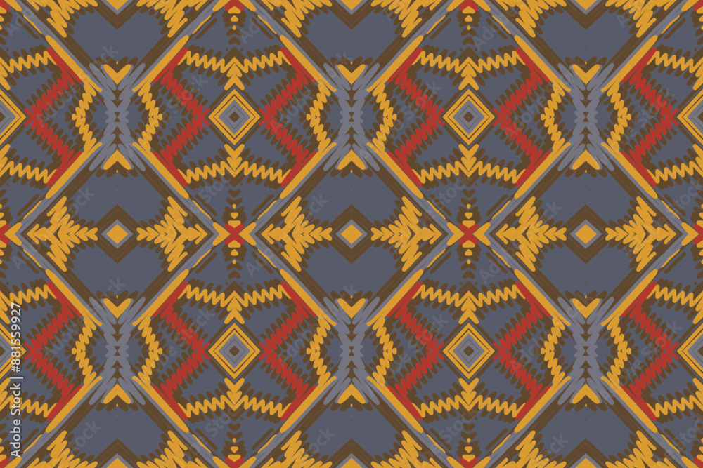 fabric ikat seamless pattern geometric ethnic traditional embroidery style.Design for background carpet wallpaper clothing fabric ikat seamless pattern geometric ethnic traditional embroidery style.Design for background carpet wallpaper clothing
