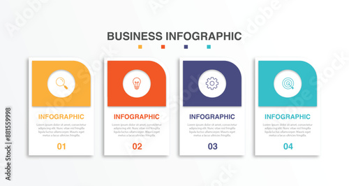 Vector Infographic label design template with icons and 4 options or steps. Can be used for process diagram, presentations, workflow layout, banner, flow chart, info graph.