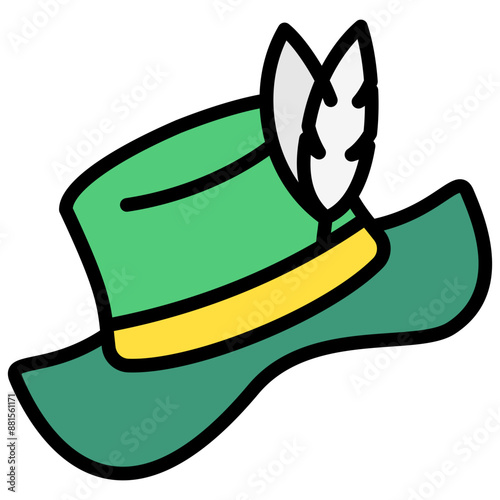Bavarian hat lineal multi color icon, related to oktoberfest, German traditional theme. use for UI or UX kit, app and web development.