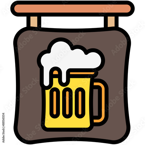 Pub lineal multi color icon, related to oktoberfest, German traditional theme. use for UI or UX kit, app and web development.