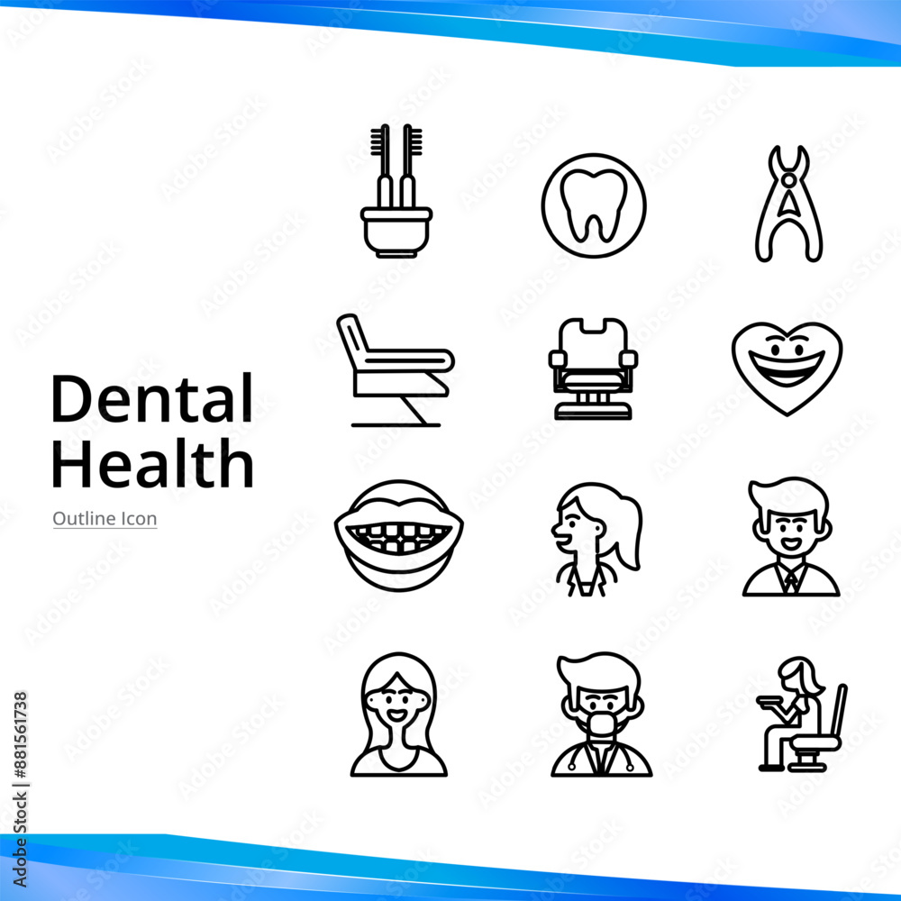 Dentistry flat line icon set. Vector illustration symbol for dental ...