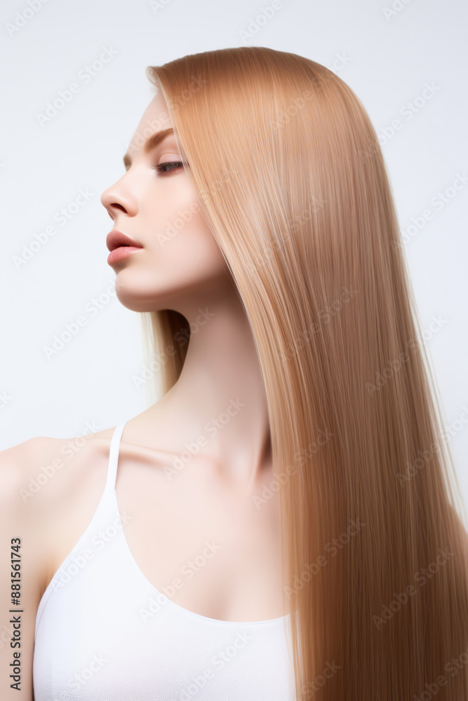 Naklejka premium beautiful woman with long straight hair