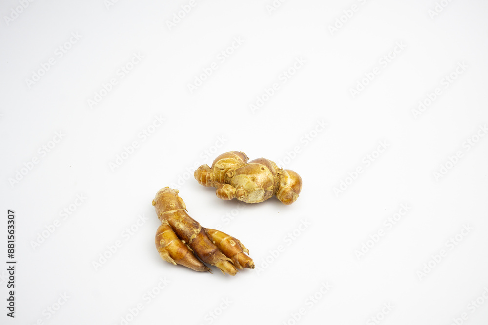 Obraz premium Kencur is a typical Indonesian spice. in Groups. typical Indonesian. isolated on white background.
