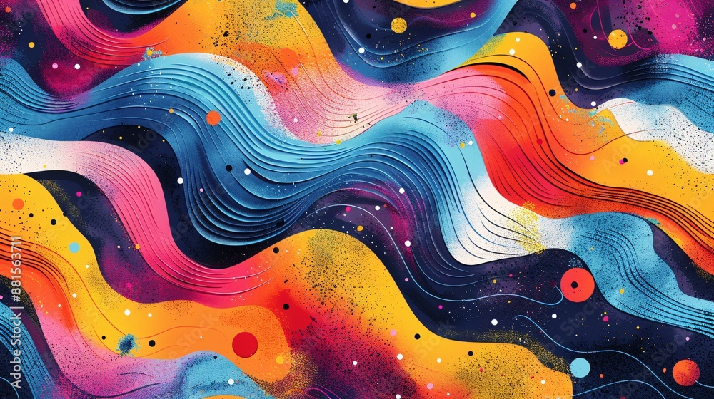 Obraz premium a float graphics pattern art piece with dynamic shapes and vibrant colors, perfect for contemporary digital backgrounds.
