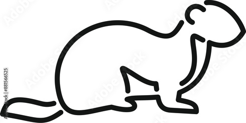 Simple line drawing of a marmot or groundhog sitting and looking to the right