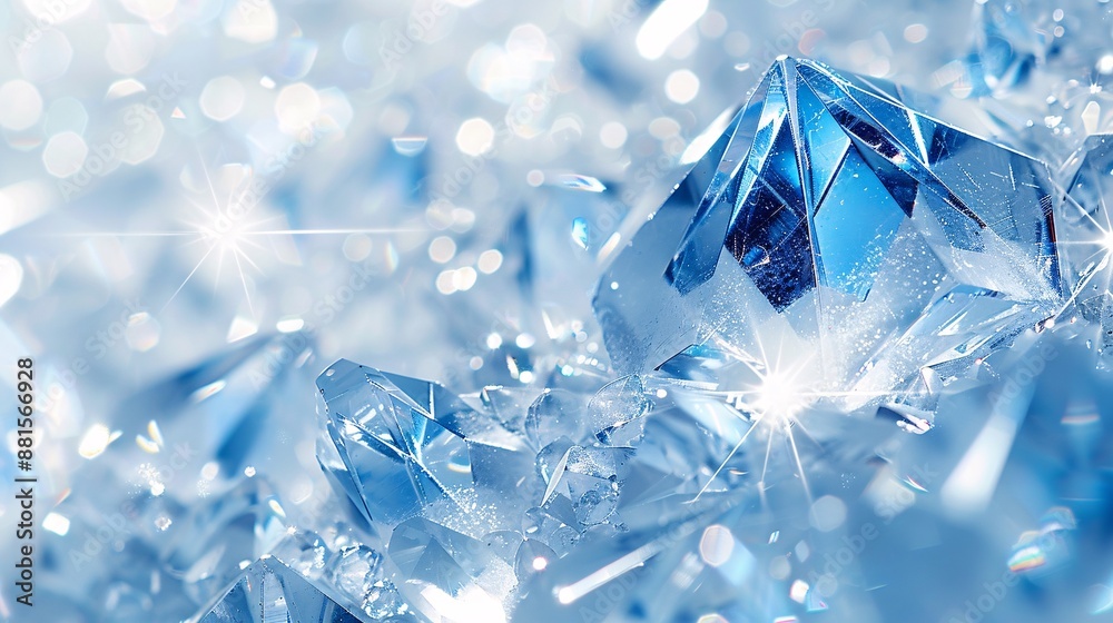an elegant background with blue and white crystals, showcasing intricate patterns and shimmering reflections. an elegant background with blue and white crystals, showcasing intricate patterns and shimmering reflections.