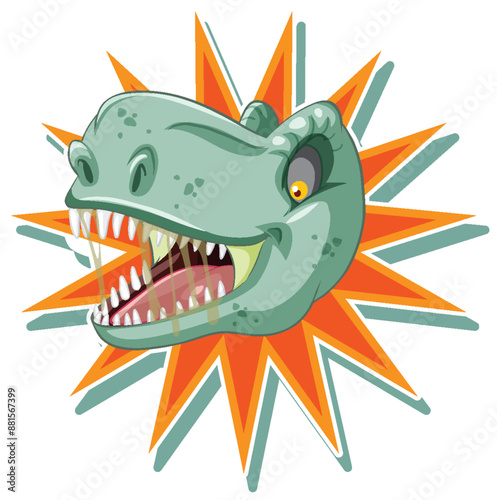 Cartoon dinosaur head with sharp teeth