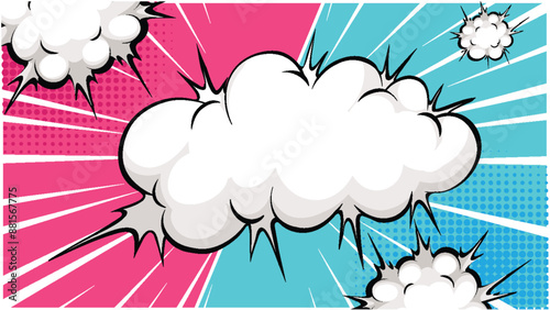 Dynamic comic clouds with vibrant backgrounds