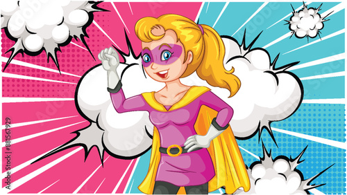 A confident superhero girl in a dynamic pose