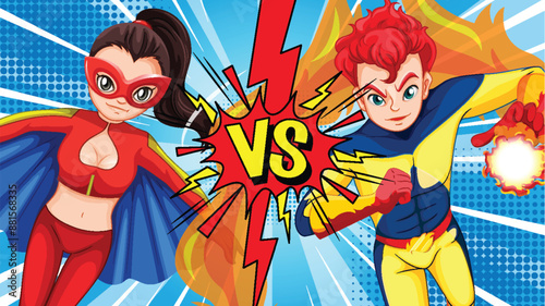 Two superheroes face off in an epic battle