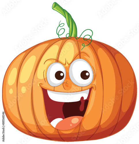 Smiling pumpkin with expressive eyes and mouth