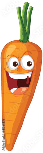 Smiling carrot with expressive eyes and green top