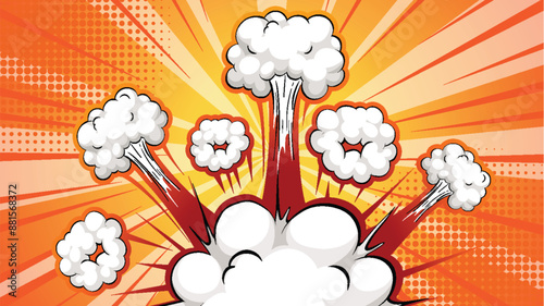 Dynamic explosion with vibrant orange background