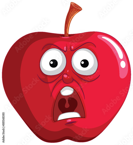 Red apple with an angry expression