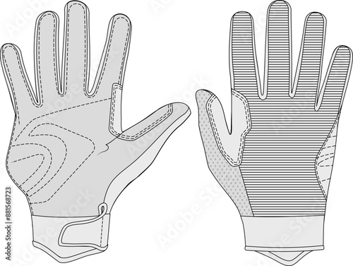 Cycling Glove flat sketch vector illustration technical cad drawing sport accessory template	