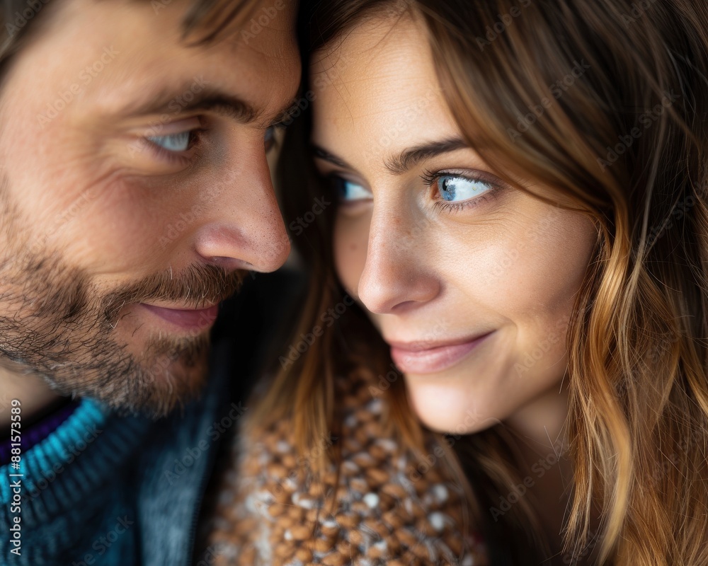 Closeup of a couple sharing a secret, playful expressions, Togetherness, Romantic