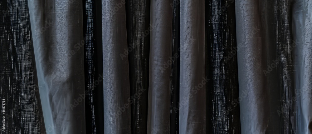 Obraz premium Panoramic close-up, high detail scan of blackout curtain texture, Generative AI
