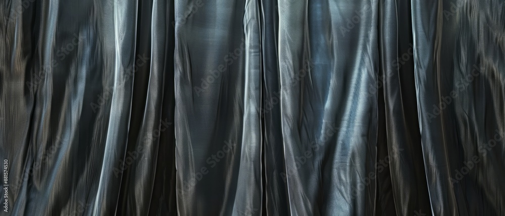 Fototapeta premium Panoramic close-up, high detail scan of hanging drapes texture, Generative AI