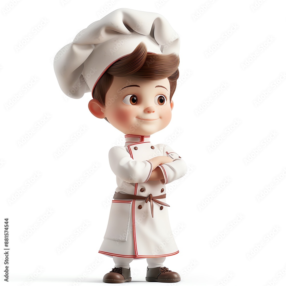 A cheerful cartoon chef in a white uniform and hat, standing with arms crossed. A cheerful cartoon chef in a white uniform and hat, standing with arms crossed.