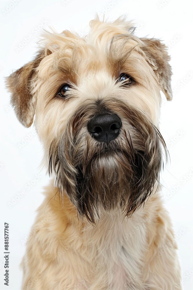 A close-up headshot of a Soft Coated_Wheaten_Terrier on a white background, showcasing its expressive eyes, dog, fluffy fur, friendly, cute, mans best friend A close-up headshot of a Soft Coated_Wheaten_Terrier on a white background, showcasing its expressive eyes, dog, fluffy fur, friendly, cute, mans best friend