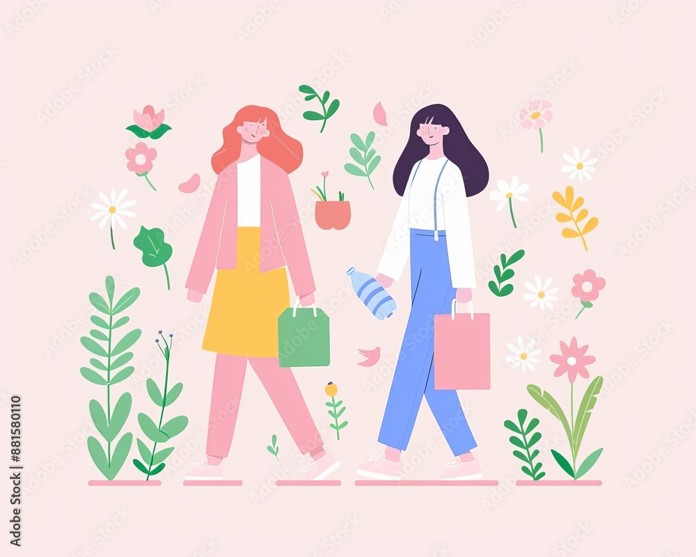 Zero waste goals, eliminating singleuse plastics, flat design illustration Zero waste goals, eliminating singleuse plastics, flat design illustration