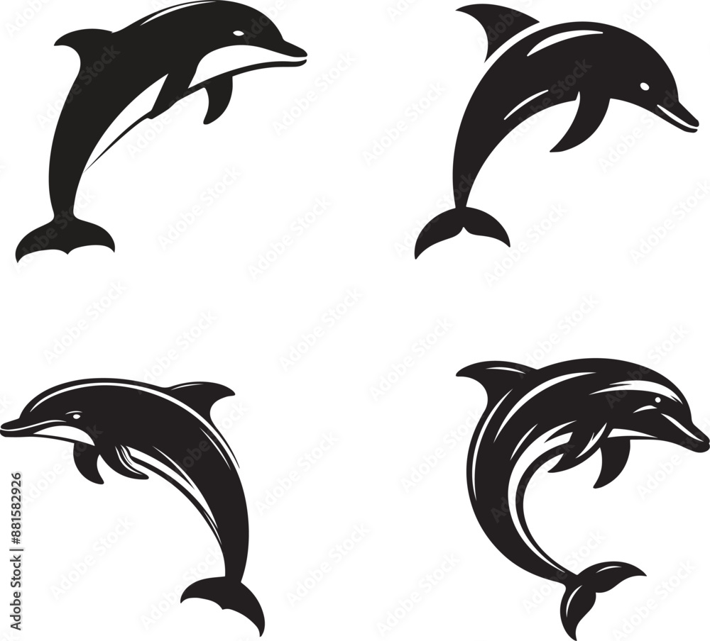 Dolphin silhouette vector art illustration Dolphin silhouette vector art illustration