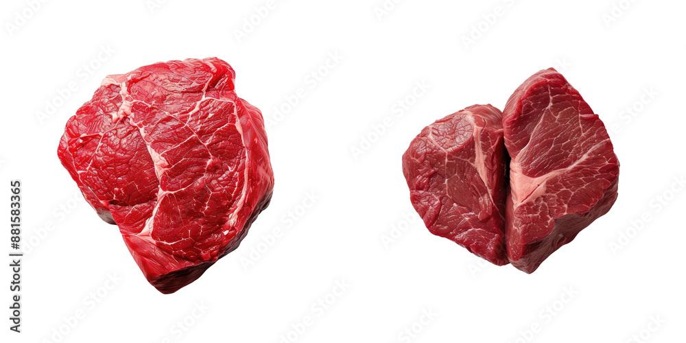 High-quality raw beef cuts on a white background, perfect for culinary projects, recipes, or food-related presentations. High-quality raw beef cuts on a white background, perfect for culinary projects, recipes, or food-related presentations.