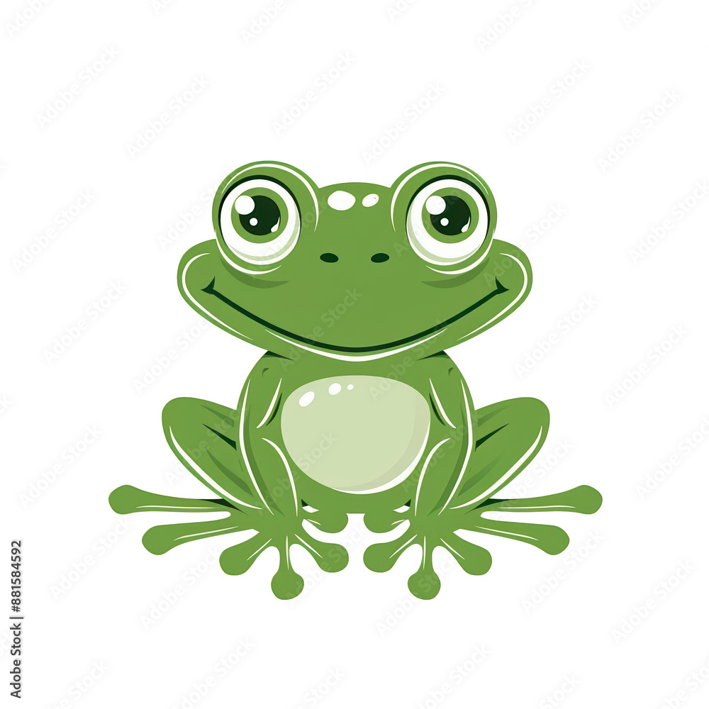 Cartoon green frog with big eyes and a cheerful smile sitting, ideal for children's books, educational materials, and illustrations. Cartoon green frog with big eyes and a cheerful smile sitting, ideal for children's books, educational materials, and illustrations.
