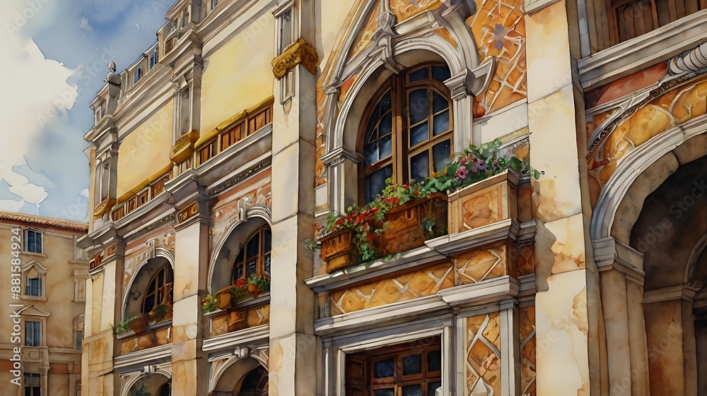 Obraz premium facade of the building country