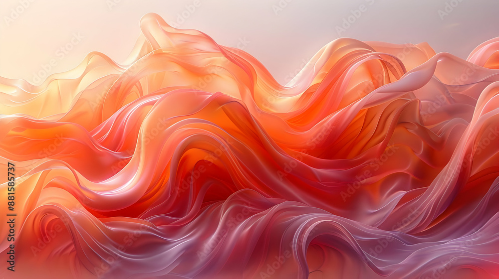 Abstract 3D Orange and Pink Fabric Waves Illustration Abstract 3D Orange and Pink Fabric Waves Illustration