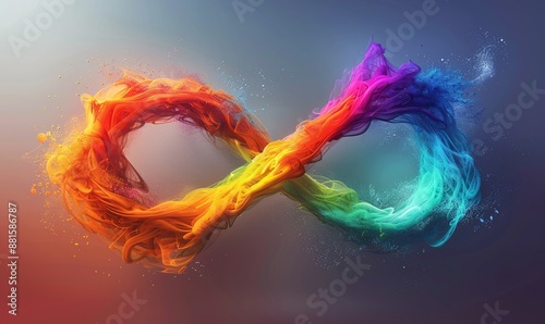 an infinity symbol adorned in rainbow colors, symbolizing the spectrum of neurodiversity and the uniqueness of every individual. photo