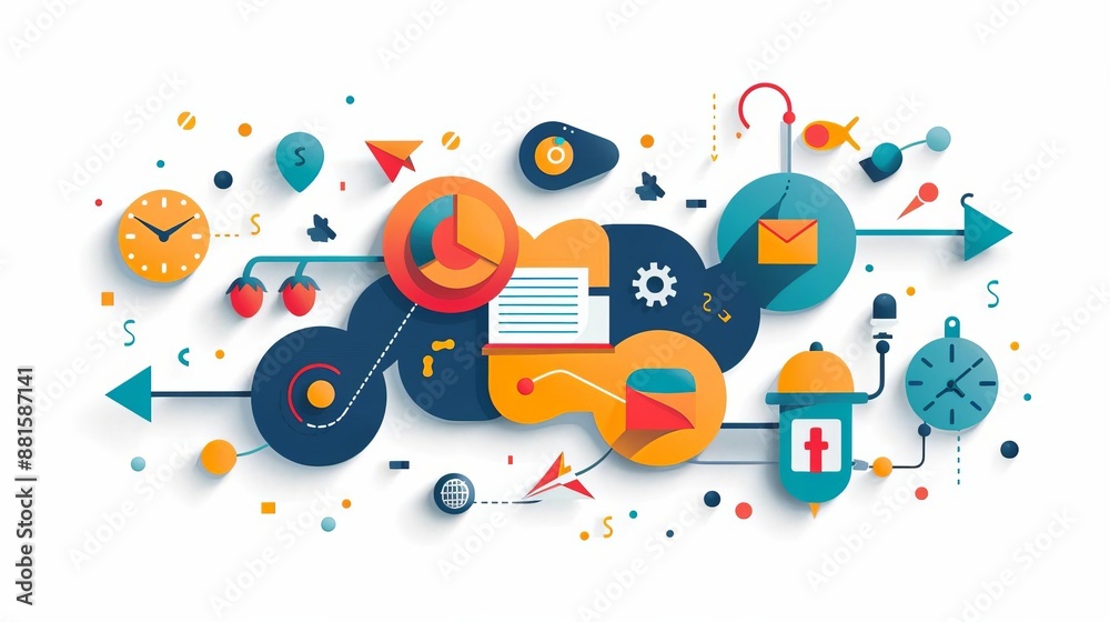 Obraz premium Knowledge pathway, curriculum milestones, flat design illustration