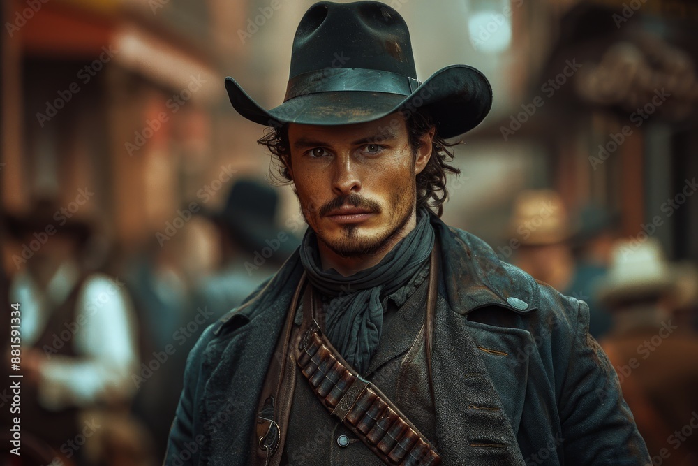 A handsome cowboy in the wild west. A handsome cowboy in the wild west.