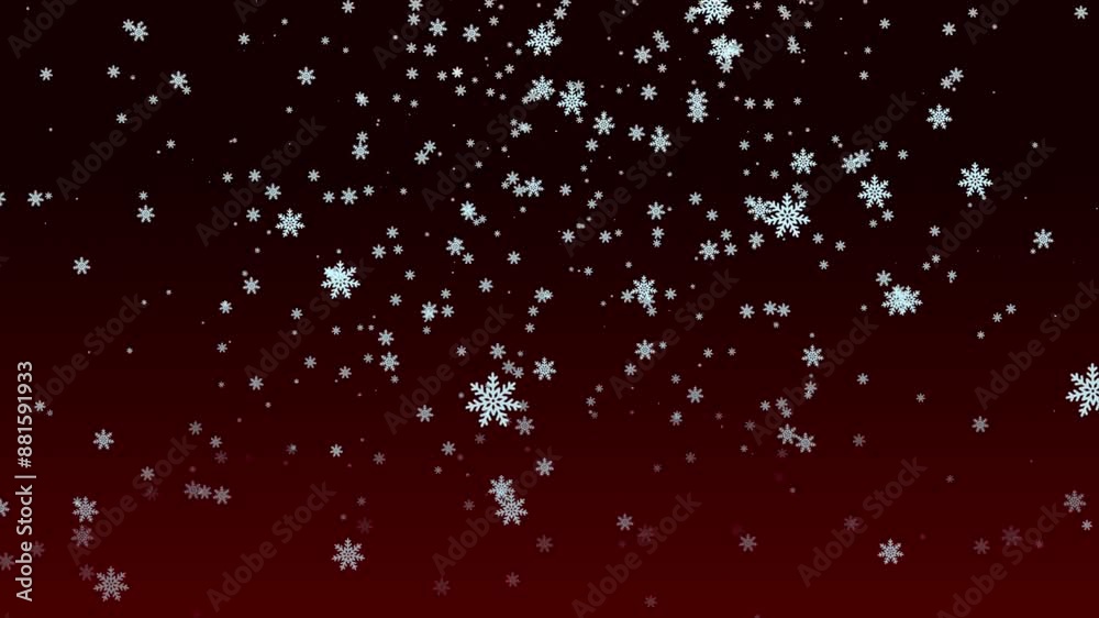 Falling snowflake ice glitter frosty crystal Winter animation background gradient visual pattern delicate shine magic Christmas holidays dark red maroon