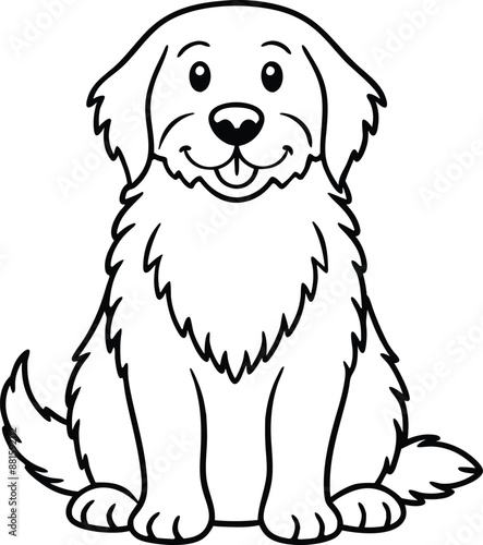 Cute great pyrenees dog outline isolated on white background