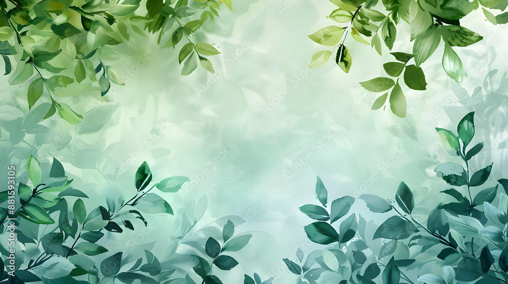 Green Leaves Watercolor Illustration Background Green Leaves Watercolor Illustration Background