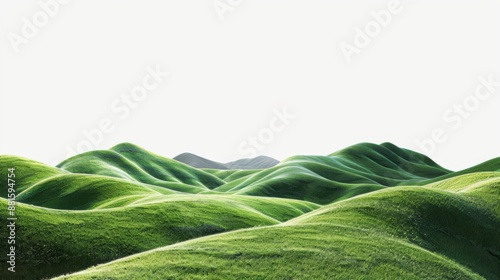 Panoramic green hills isolated on background Generative AI