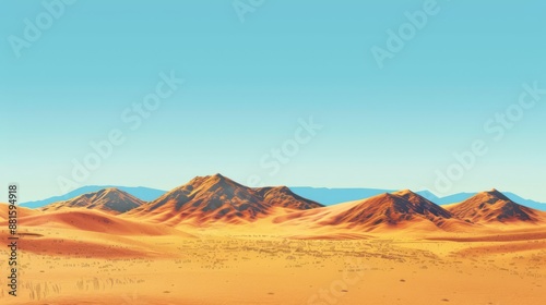 Panoramic desert hills isolated background Generative AI