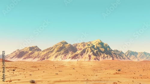 Panoramic desert hills isolated background Generative AI