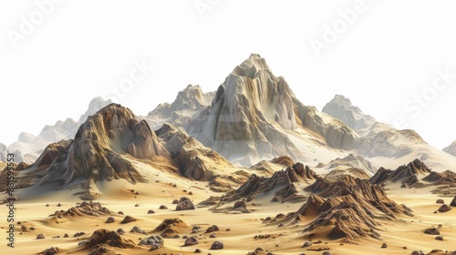 Panoramic rock hills isolated background Generative AI