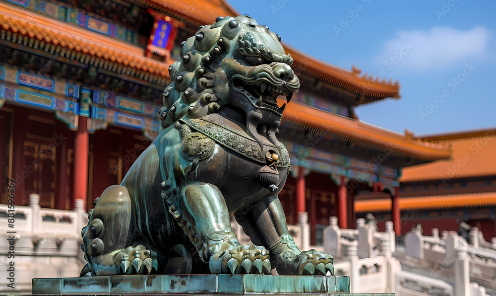 Naklejka premium chinese lion statue