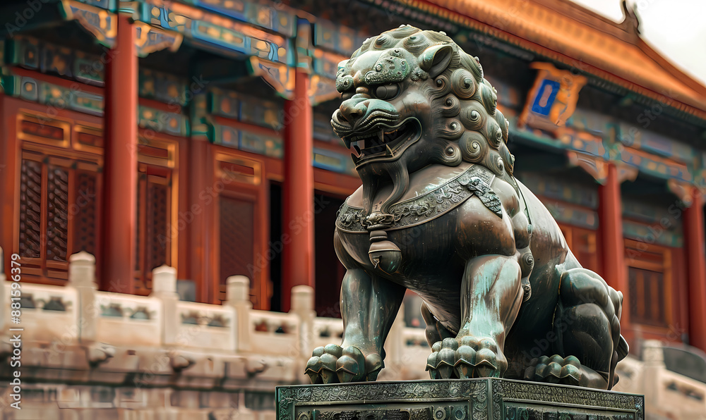 Naklejka premium chinese lion statue