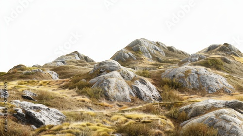Panoramic rock hills isolated background Generative AI