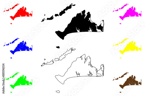 Dukes County, Commonwealth of Massachusetts (U.S. county, United States of America, US) map vector illustration, scribble sketch Martha's Vineyard, Chappaquiddick, Elizabeth and Nomans Land island map